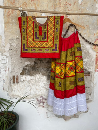 Traje completo antiguo cadenilla multicolor