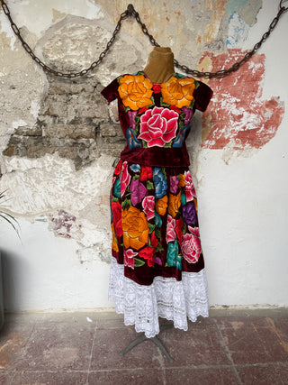 Traje completo antiguo terciopelo guinda